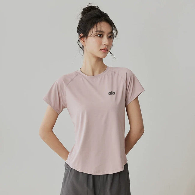 Alo Active Crewneck Performance Athletic Top Pink Hover Image