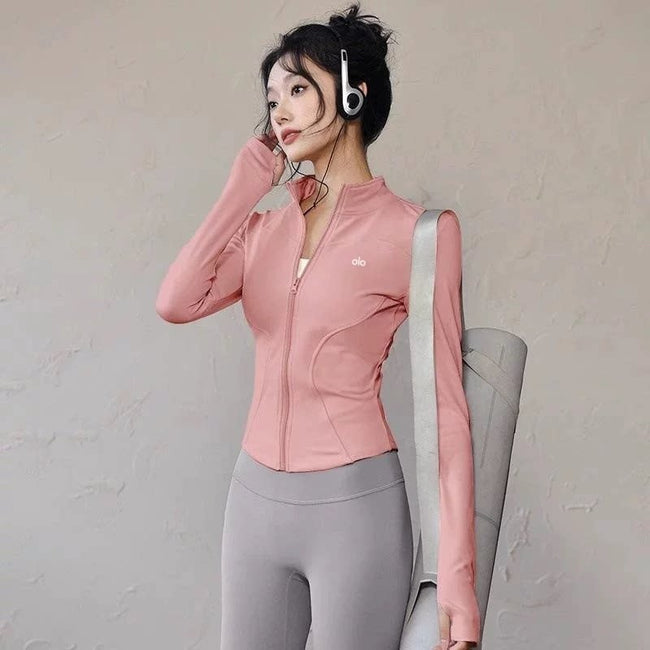 Alo Active Stand-Collar Full-Zip Athletic Jacket Pink Hover Image