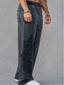 YOUNGLA Men's Acid Wash Gothic Cut-Out Appliqué Wide Leg Sweatpants