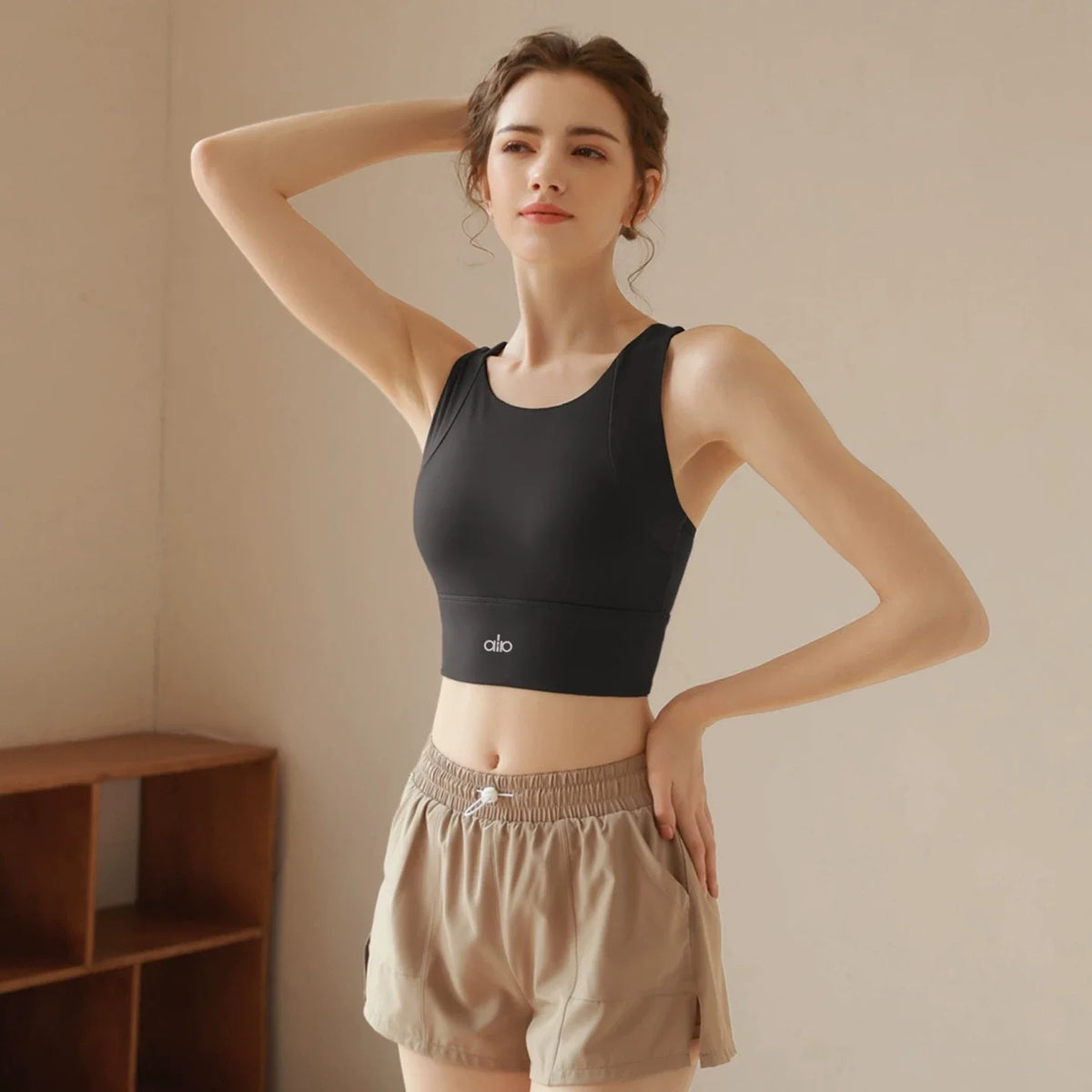 Alo Active High-Neck Longline Sports Bra Black