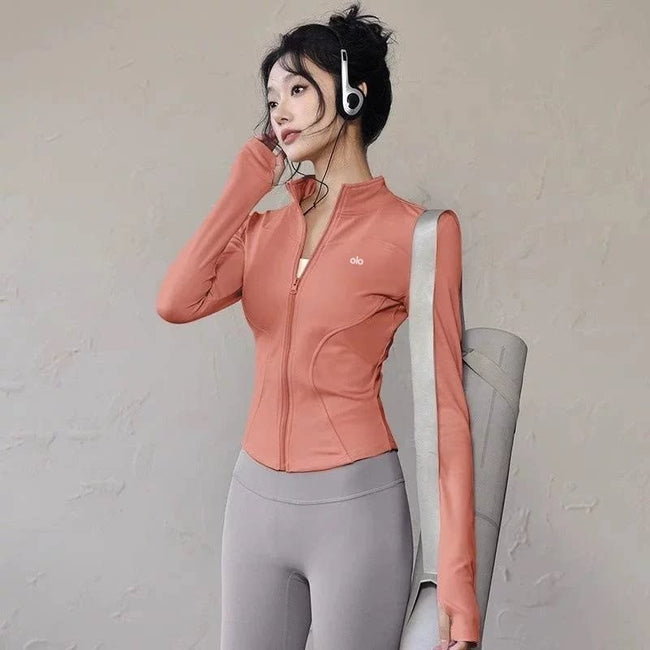 Alo Active Stand-Collar Full-Zip Athletic Jacket Orange Hover Image