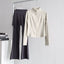 lululemon Stand-Collar White Jacket & Skirted Flare Grey Pant Set