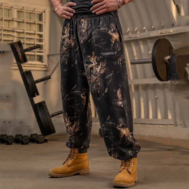 YOUNGLA Men's RealTree Camo Baggy Cuffed Joggers Hover Image