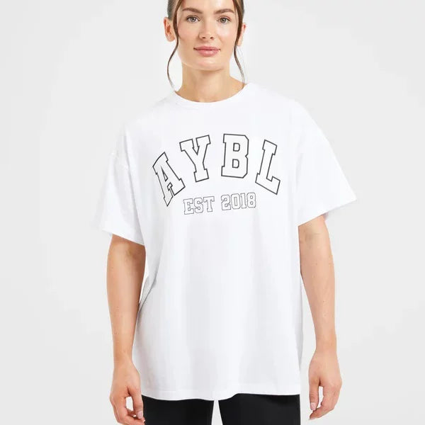AYBL Varsity Graphic Oversized Tee White Hover Image