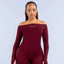DFYNE Off-the-Shoulder Seamless Long-Sleeve Red
