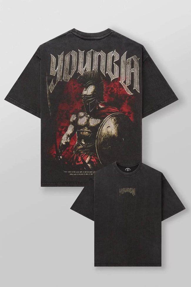 YoungLA Spartan Warrior Graphic Oversized Shirt | Vintage Heavy Cotton Gym Pump Cover Hover Image