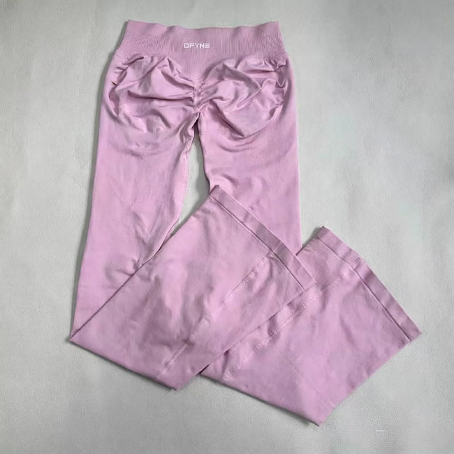 DFYNE Seamless Ruched Flared Legging Pink Hover Image