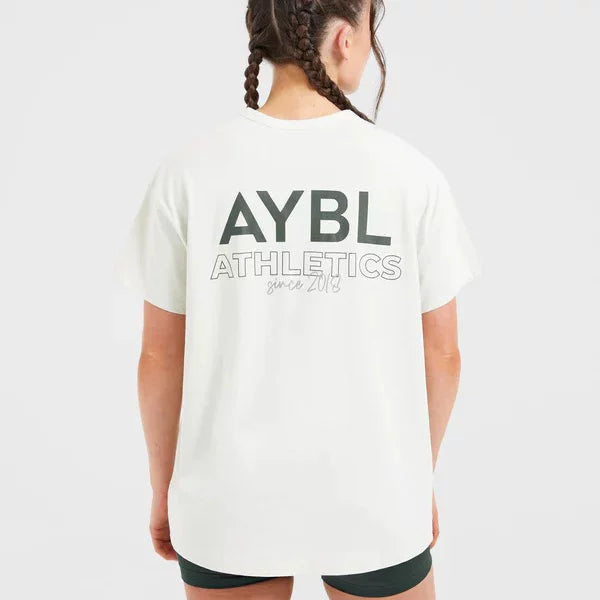 AYBL Athletics Back-Print Oversized Tee White Hover Image