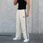 YoungLA Contrast Piping Training Track Pants – Oatmeal Edition