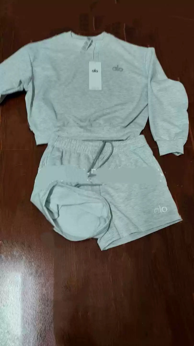 Alo Off-White Sweatshirt & Short Set