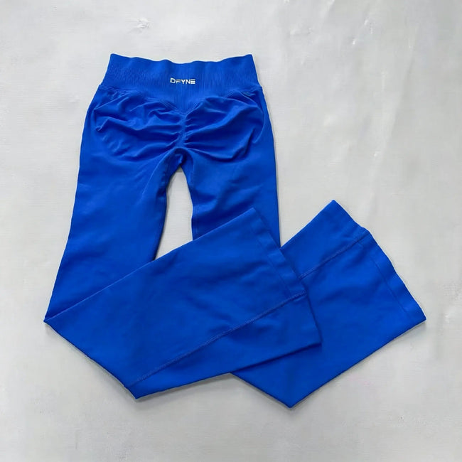 DFYNE Seamless Ruched Flared Legging Electric Blue Hover Image