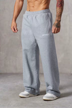 YOUNGLA Men's Minimalist Embroidered Logo Wide Leg Sweatpants