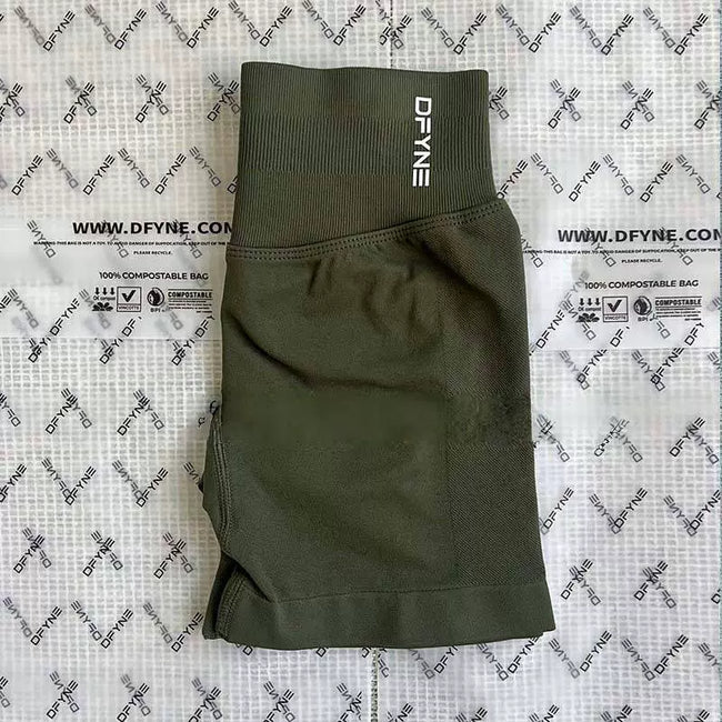 DFYNE Seamless High-Waisted Contour Short Olive Green Hover Image
