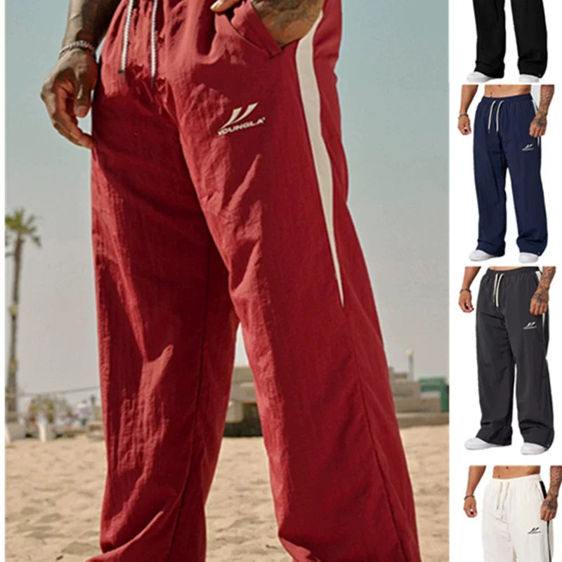 YOUNGLA Men's Side Piping Track Pants