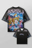 YoungLA x Yu-Gi-Oh! Oversized V-Neck Mesh Jersey – Black Flame & Dark Magician Girl