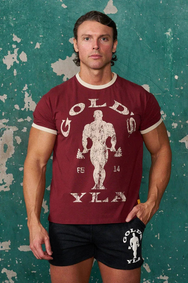 YoungLA x Gold's Gym Graphic Ringer T-Shirt | Classic Bodybuilding Gym Top Hover Image